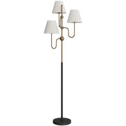 Tall 3 Light Floor Lamp With Foot Switch Ideal For Living Room Or Office Use, Grey