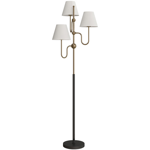 Tall 3 Light Floor Lamp With Foot Switch Ideal For Living Room Or Office Use, Grey
