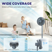Pedestal Fan with Remote Control and Timer for Quiet Whole Room Cooling Grey AOSOM