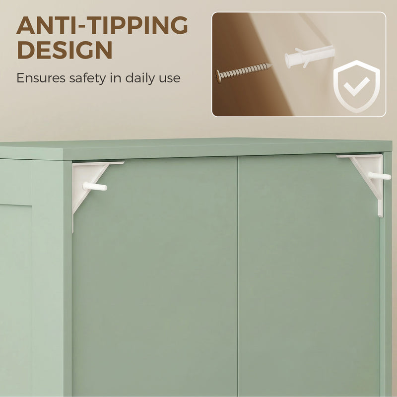 Pantry Storage Cabinet with Adjustable Shelves for Kitchen or Hallway Organisation Green AOSOM