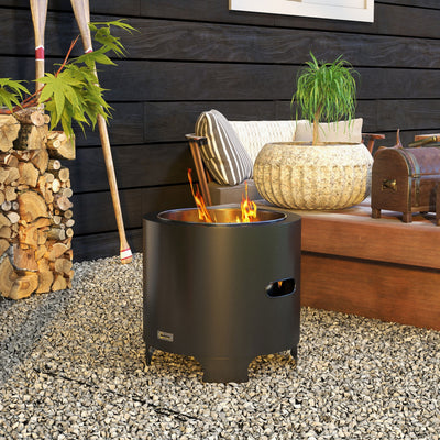 Smokeless 45cm Portable Fire Pit Wood Burning Bonfire Stove With Poker for Garden Camping by Outsunny