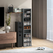 Grey Narrow CD Storage Tower with 260 Disc Capacity Space Saving Design