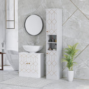 Tall White Freestanding Bathroom Storage Cabinet With Doors and Adjustable Shelves by HOMCOM