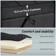 3 in 1 Convertible Sleeper Chair Sofa Bed Single Seat For Guest Room Or Lounge Black Homcom