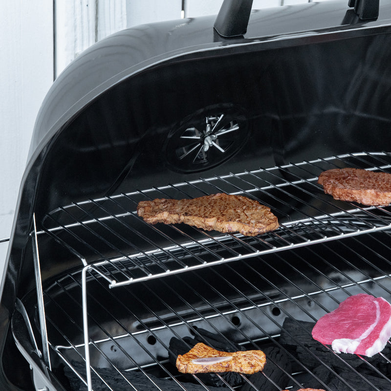 Portable Charcoal BBQ Grill with Wheels and Utensils for Outdoor Cooking and Camping by Outsunny