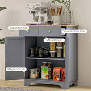 Kitchen Storage Cabinet with Drawers and Adjustable Shelves for Organised Worktops Grey Oak Homcom