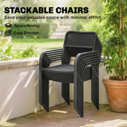 6 Seater Garden Dining Set with Stackable Chairs and Rectangular Table for Garden or Patio, Black Outsunny