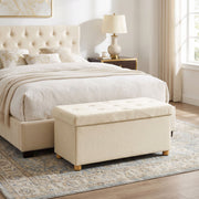 Velvet storage ottoman - Cream