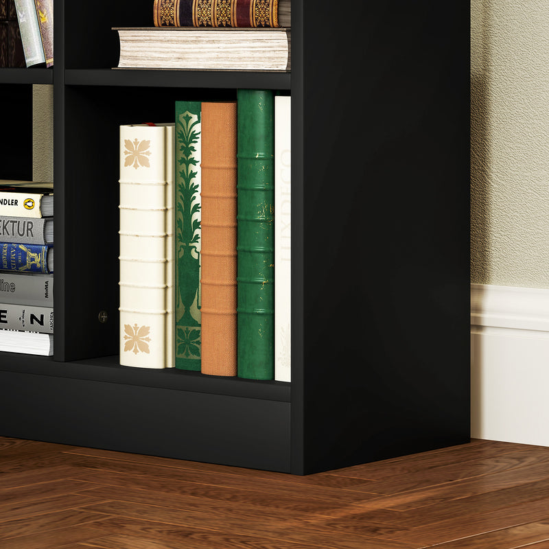 Tall Freestanding Bookshelf with Drawer for Home Office or Bedroom Storage Black