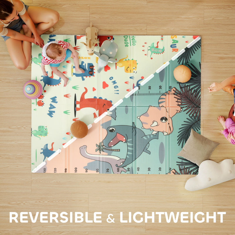Foldable Double Sided Baby Play Mat Water Resistant for Indoor or Outdoor Use Green AOSOM