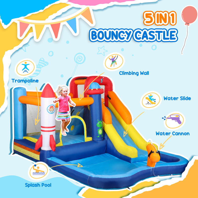 5 in 1 Kids Bouncy Castle with Water Slide Splash Pool and Blower by Outsunny AOSOM