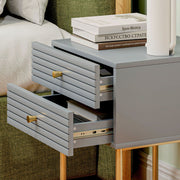 Set of Two Grey Bedside Tables with Gold Legs Storage by HOMCOM