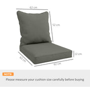 Charcoal Grey Seat and Back Cushion Set for Garden Chairs with Thick Padded Support