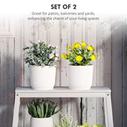 Set of Two 22cm White Planters Lightweight and Weather Resistant by Outsunny