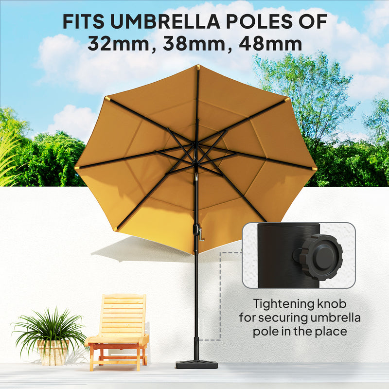 Black 15kg HDPE Garden Parasol Base with Cut-Out Design for Deck and Poolside by Outsunny