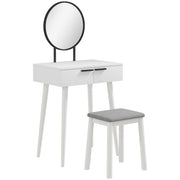 Dressing Table Set With Mirror Stool And Storage Drawers For Bedroom Vanity Use, White