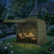 Pop Up Gazebo with Mesh Windows for Sun and Rain Shelter Easy Setup Outsunny