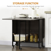 Extendable Drop Leaf Dining Table for 6 People Space Saving Design for Home Grey Black