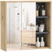 Five Shelf Mirrored Bathroom Wall Cabinet with Wood Effect Finish by HOMCOM
