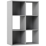 6 Cube Storage Bookshelf With Open Shelves For Home Or Office Organisation Light Grey