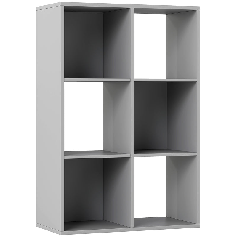 6 Cube Storage Bookshelf With Open Shelves For Home Or Office Organisation Light Grey