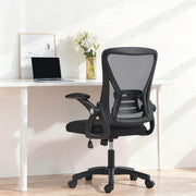 Ergonomic Mesh Office Chair With Adjustable Height And Flip Up Arms For Home Desk Black AOSOM