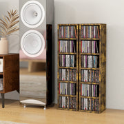 Set of 2 Tall CD Storage Racks with 102 Capacity for Home or Office Use Mid Brown