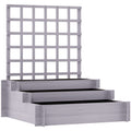 3 Tier Wooden Garden Planter With Trellis For Climbing Plants Raised Bed Grey AOSOM