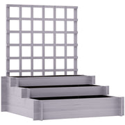 3 Tier Wooden Garden Planter With Trellis For Climbing Plants Raised Bed Grey AOSOM