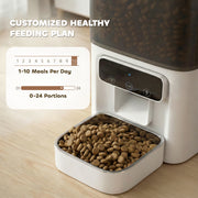 Automatic Cat Feeder with Timed Meals and Portion Control for Cats White Grey AOSOM