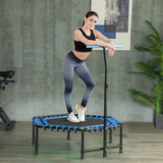 Adjustable Fitness Rebounder Trampoline With LED Lights For Low Impact Workouts Blue AOSOM