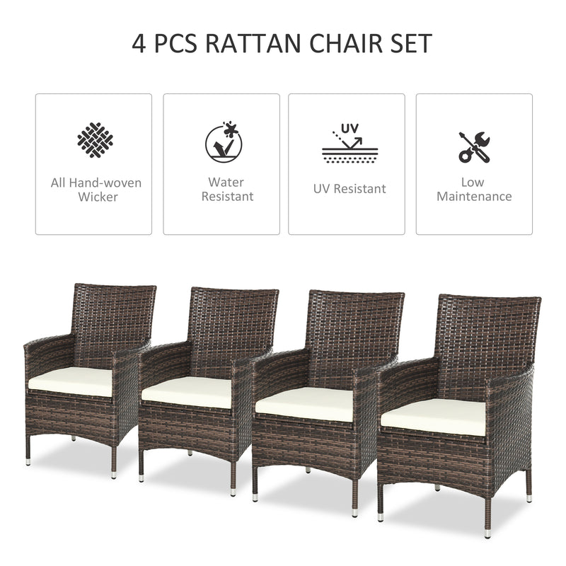 4 Piece Rattan Garden Chair Set With Cushions Ideal For Patio Or Outdoor Seating