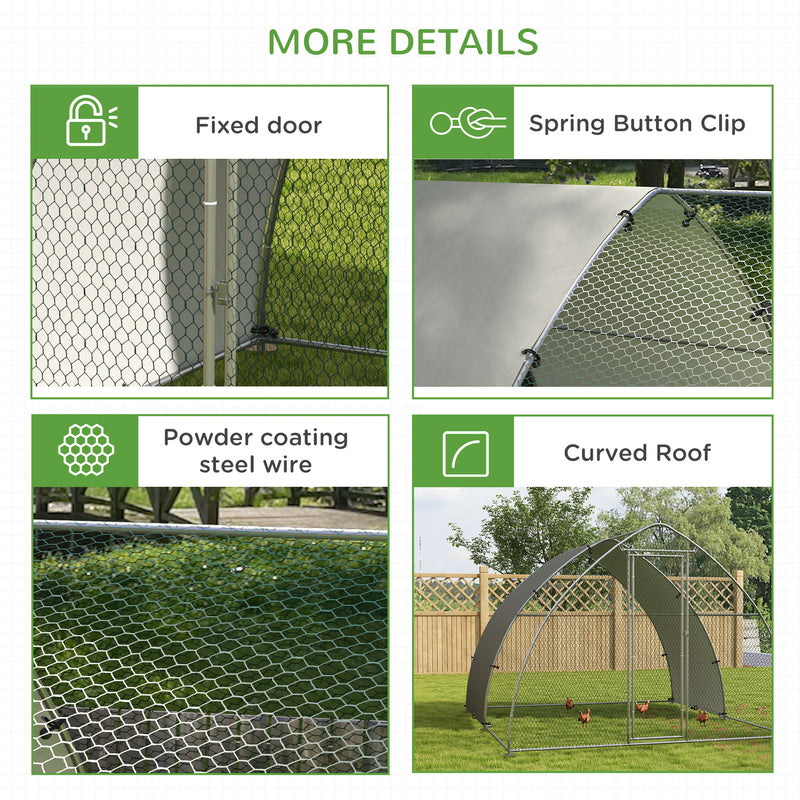 Large Outdoor Chicken Coop with Weatherproof Cover for 8 to 12 Hens Ducks or Rabbits Silver Tone
