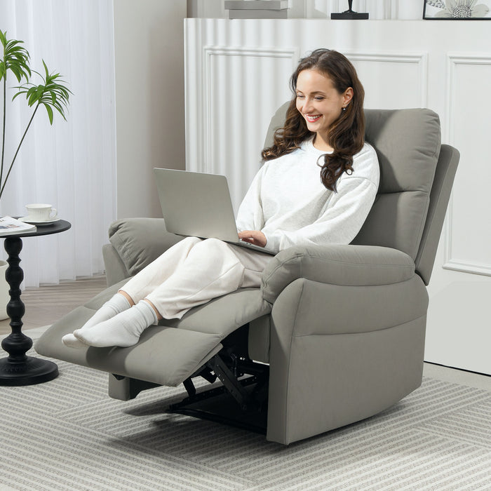 Grey Manual Reclining Chair with 140 Degree Adjustment and Footrest by HOMCOM