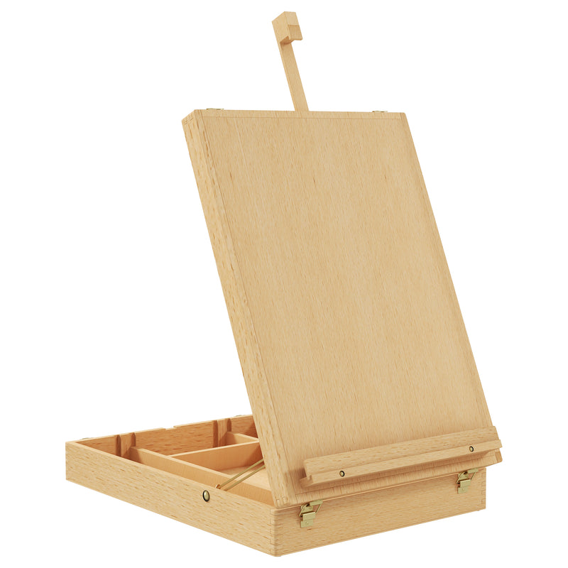 Portable Wooden Table Easel with Storage Adjustable for Painting and Sketching Beech