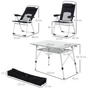 3 Piece Folding Camping Table and Chair Set with Portable Design for Travel, Grey AOSOM