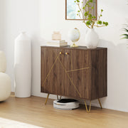 Brown Sideboard Storage Cabinet with Adjustable Shelf and Gold Hairpin Legs by HOMCOM