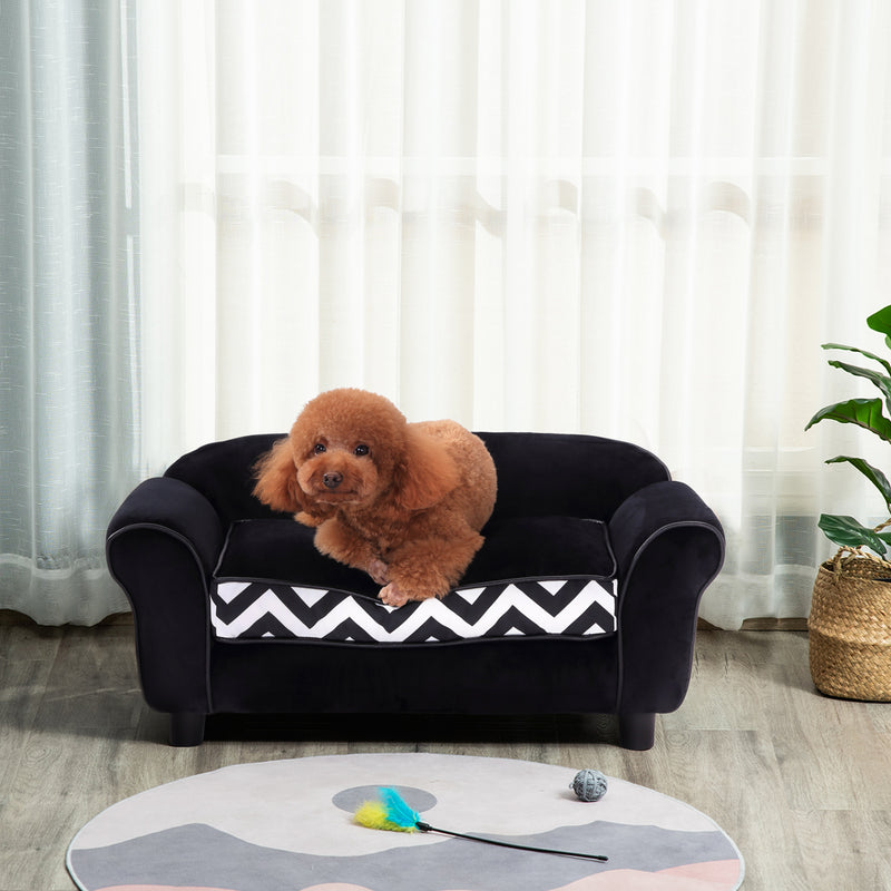 Small Pet Sofa Bed with Soft Cushion and Removable Cover for Dogs and Cats Black