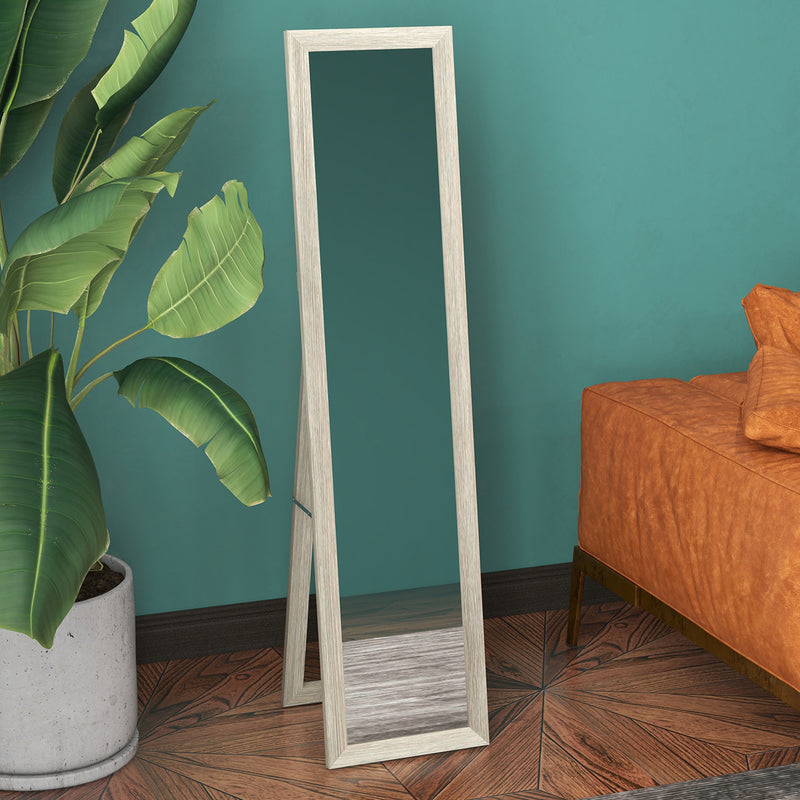 Full Length Bedroom Mirror with Stand or Wall Mount and Shatter Resistant Glass Grey AOSOM