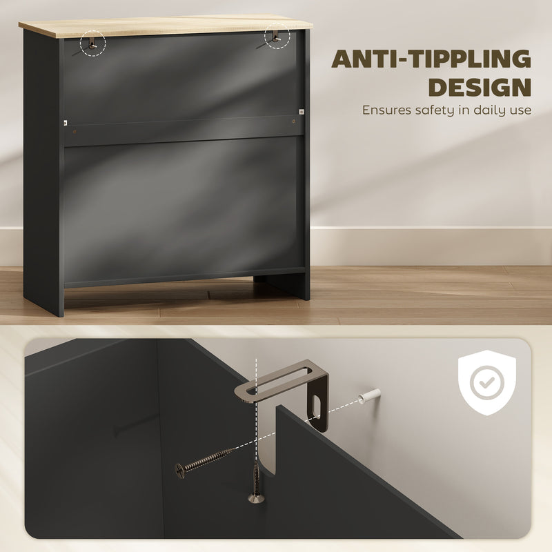 Modern Black Wooden Kitchen Sideboard With Drawer Double Doors and Adjustable Shelf