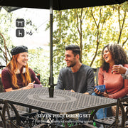 Seven Piece Cast Aluminium Garden Dining Set in Bronze Tone by Outsunny