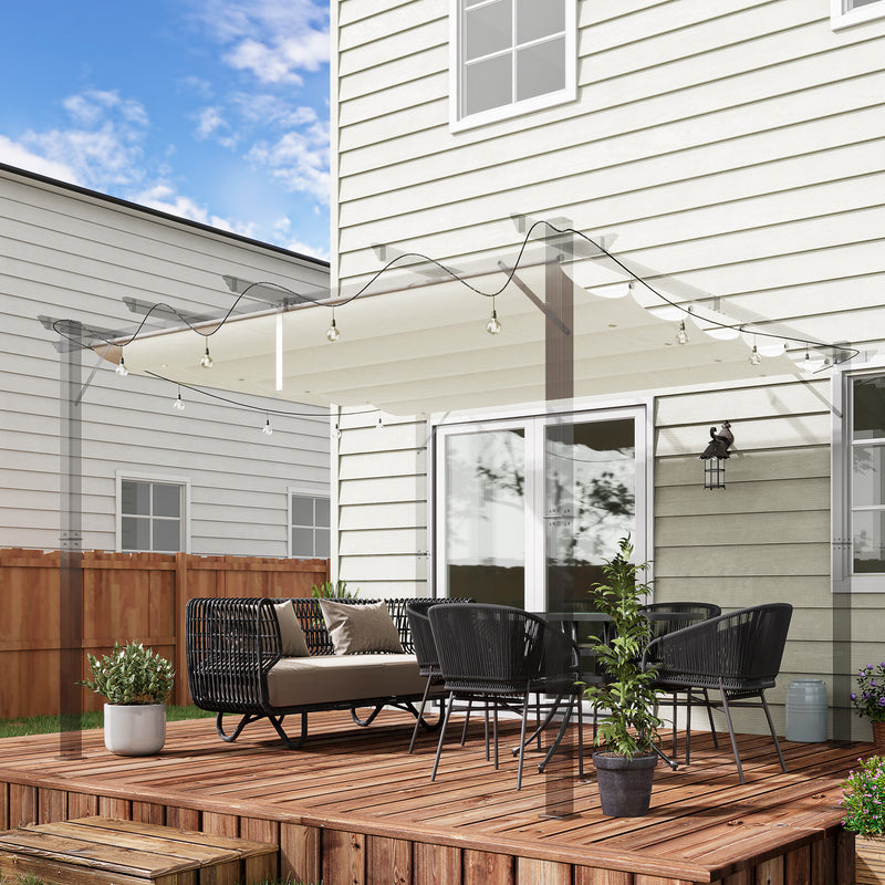 Retractable Pergola Shade Cover 3x3m Replacement Canopy Fabric Cream White by Outsunny