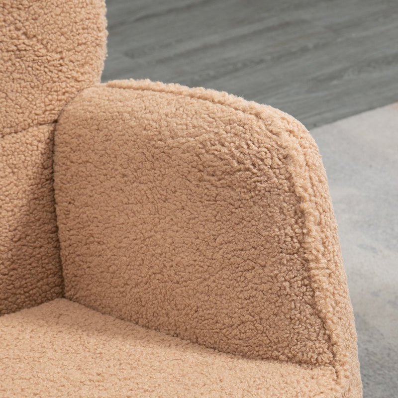 Wingback Rocking Chair Light Brown Soft Fleece for Relaxing Comfort by HOMCOM