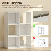 Storage Shelf with 6 Open Compartments for Organising Books and Toys White Wood Effect AOSOM