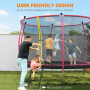 10ft Garden Trampoline with Safety Net for Family Outdoor Play Pink AOSOM
