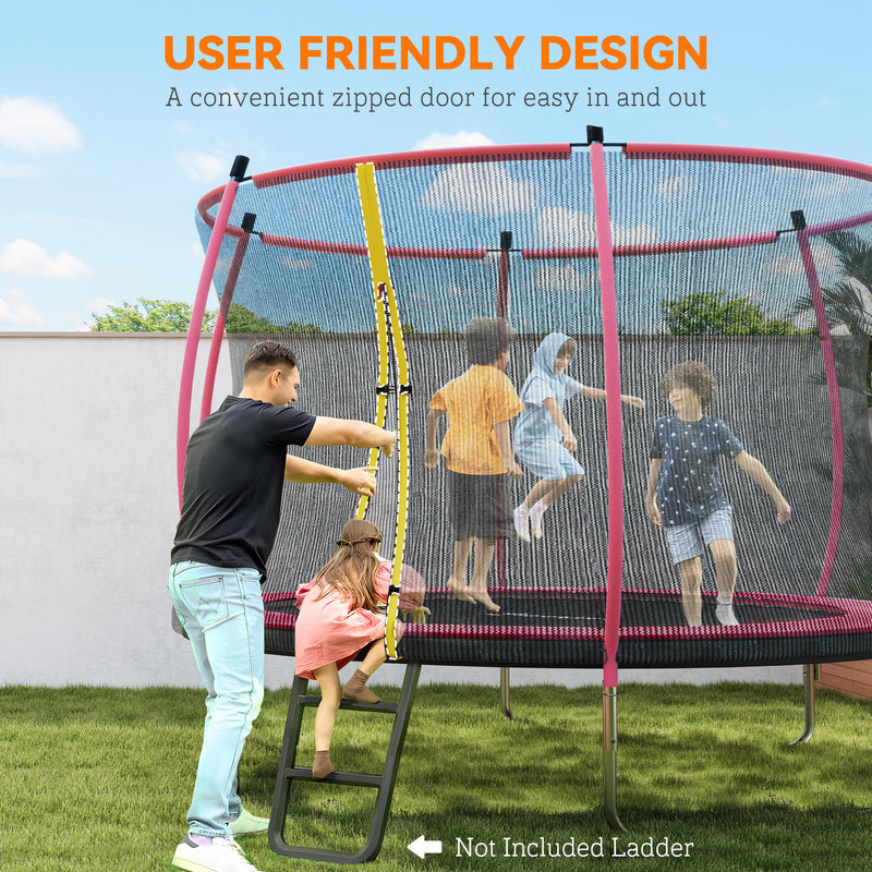 10ft Garden Trampoline with Safety Net for Family Outdoor Play Pink AOSOM