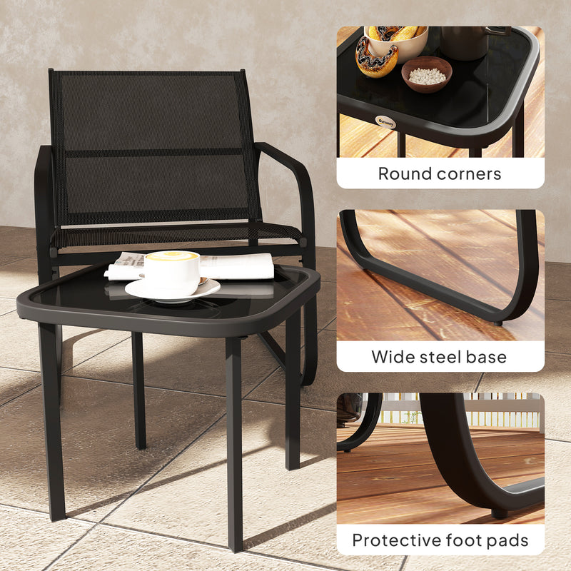 Three Piece Garden Seating Set Black Weather Resistant Patio Furniture by Outsunny