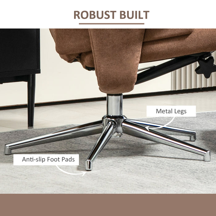 Recliner Chair with Ottoman for Home and Office, Light Brown Velvet Feel by HOMCOM