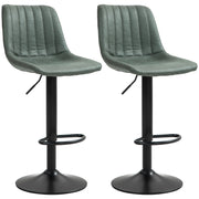 Set of Two Retro Tub Bar Stools with Low Backrest for Kitchen or Home Bar Green