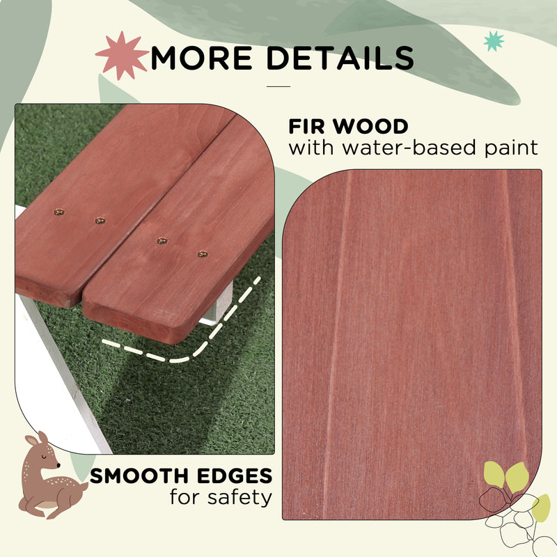 Outsunny Kids Picnic Table, Wooden Table and Bench Set, Kids Garden Furniture for Patio Aged 3-8 Years Old, Brown AOSOM